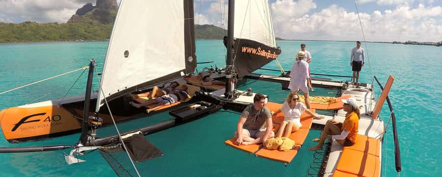 Bora Bora: Half Day Catamaran Sailing & Snorkelling - The sailing portion: Otemanu Mountain, sandbanks, and barrier reef views
