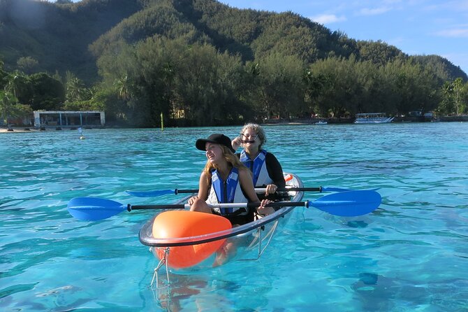 Eco guided excursion to the lagoon of Moorea in a transparent kayak Afternoon 2h - Equipment and safety: transparent kayak comfort, waterproofing, and life jackets