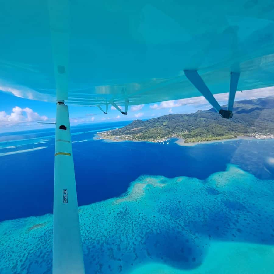 Raiatea: Bora Bora and Taha'a Private Scenic Flight one hour - Bora Bora from above, including the resorts you usually only see from photos